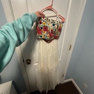 Sherri Hill Floral Embroidered White Prom Dress